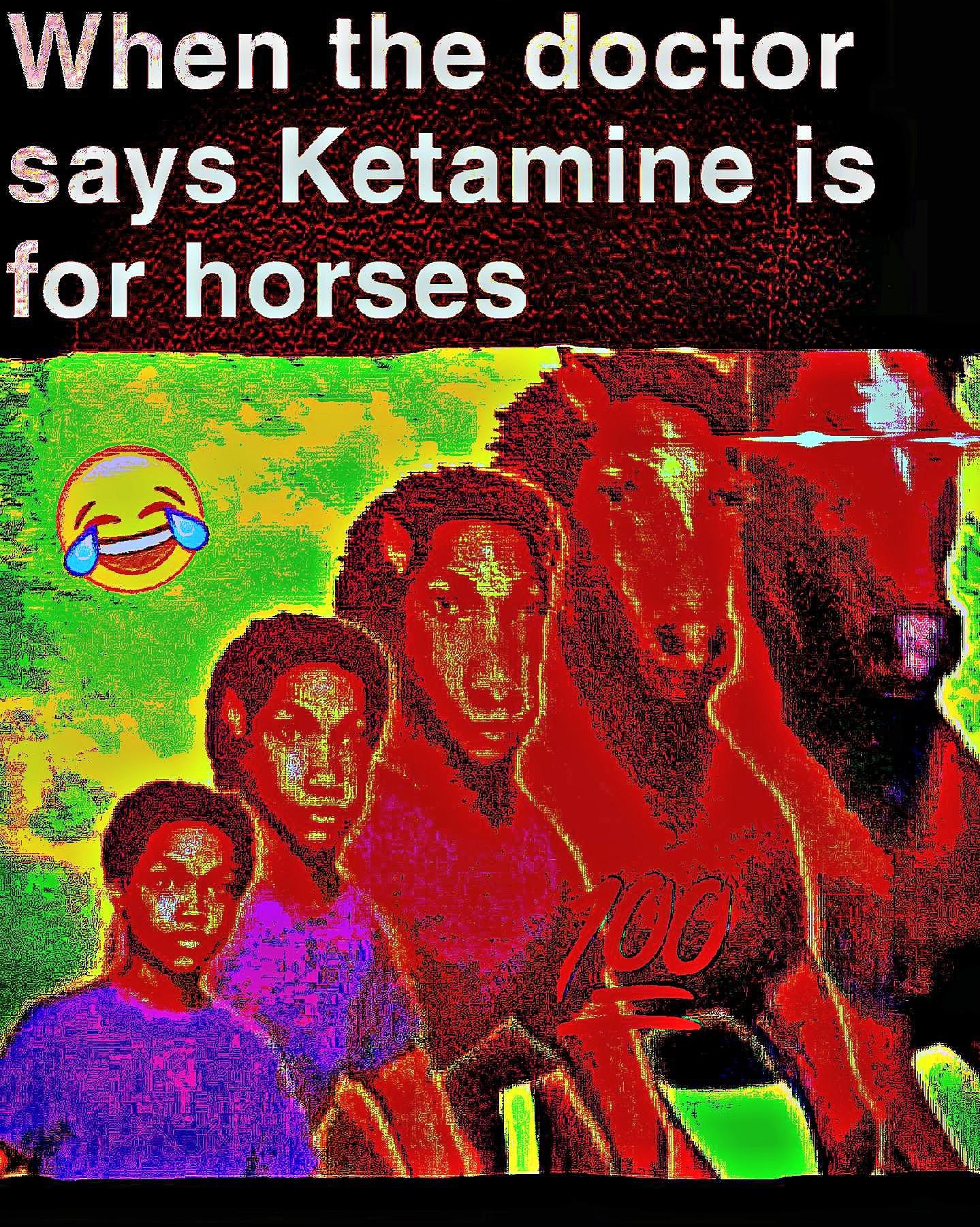deep-fried deep-fried-memes deep-fried text: When the doctor says Ketamine is for horses 