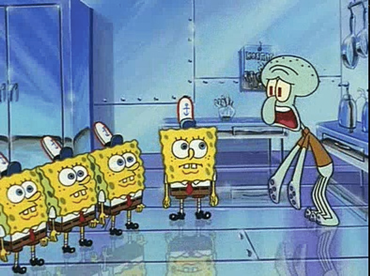 Meme Generator - Squidward explaining to multiple Spongebobs - Newfa Stuff