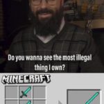 minecraft-memes minecraft text: Do you wanna see the most illegal thing I own? Elm  minecraft