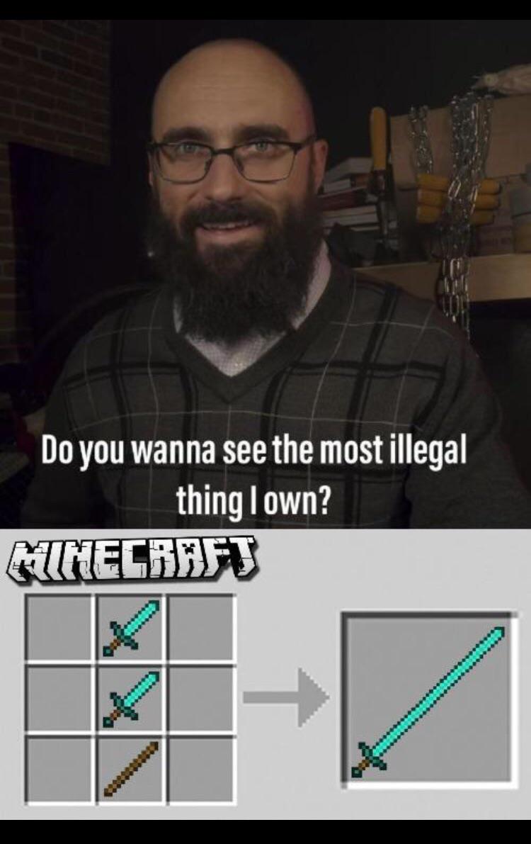 minecraft minecraft-memes minecraft text: Do you wanna see the most illegal thing I own? Elm 