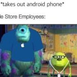 dank-memes cute text: Me: *takes out android phone* Apple Store Employees:  Dank Meme