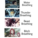 anime-memes anime text: Water Breathing Thunder Breathing Beast Breathing Bitch Breathing  anime
