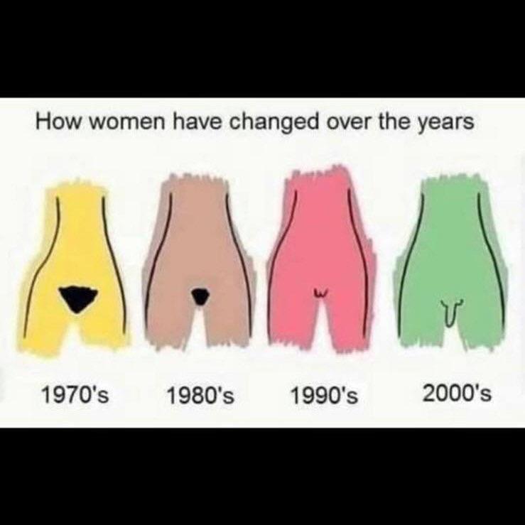 nsfw offensive-memes nsfw text: How women have changed over the years 2000's 1970's 1980's 1990's 