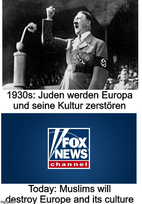 political political-memes political text: 1930s: Juden werden Europa und seine Kultur zerstören FOX NEWS cha n nel Today: Muslims will &stroy Europe and its culture 