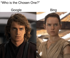 star-wars-memes prequel-memes text: "Who is the Chosen One?" Google Bing