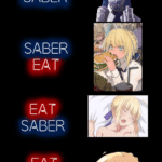 anime-memes anime text: BEAT SABER SABER EAT EAT SABER EAT SABERS MEAT  anime