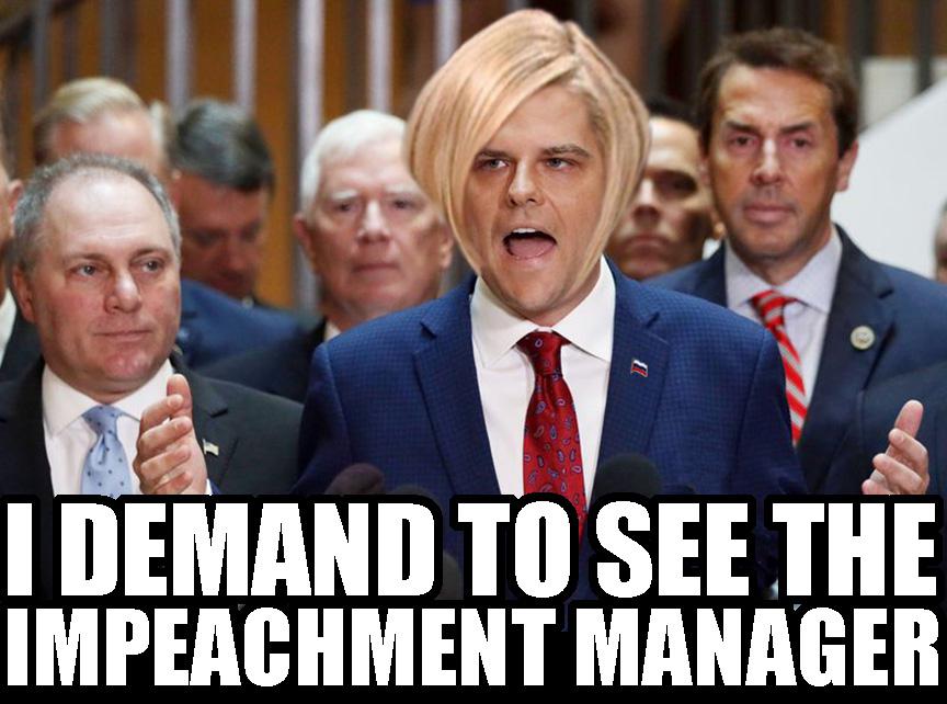 political political-memes political text: I DEMAND TO SEE THE IMPEACHMENT MANAGER 