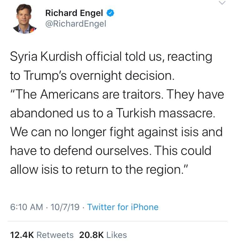 political political-memes political text: Richard Engel O @RichardEngel Syria Kurdish official told us, reacting to Trump's overnight decision. 