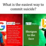 dank-memes cute text: What is the easiest way to commit suicide? oo e says: Life is sacred and deserves to be saved. Please, if you are considering suicide, contact a therapist because there are people out there that care about you deeply, and would hate to see you gone. says: Shotgun to the face  Dank Meme