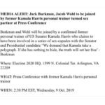 political-memes political text: MEDIA ALERT: Jack Burkman, Jacob Wohl to be joined by former Kamala Harris personal trainer turned sex partner at Press Conference Burkman and Wohl will be joined by a confirmed former personal trainer of US Senator Kamala Harris who claims to have been involved in a series of sex-capades with the Senator and Presidential candidate "We demand that Kamala take a polygraph. If she has nothing to hide, the truth will set her free