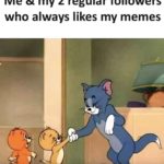 dank-memes cute text: Me & my 2 regular followers who always likes my memes  Dank Meme