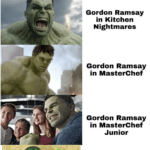 avengers-memes thanos text: Gordon Ramsay in Hells Kitchen Gordon Ramsay in Kitchen Nightmares Gordon Ramsay in MasterChef Gordon Ramsay in MasterChef Junior Gordon Ramsay in Tilly and the Ramsay bunch  thanos