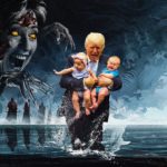 Trump running away from Demon Hillary with children  meme template blank Running, Demon, Hillary, Trump, Children
