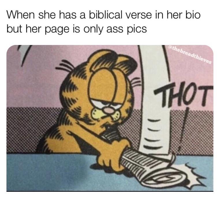 christian christian-memes christian text: When she has a biblical verse in her bio but her page is only ass pics IWT 