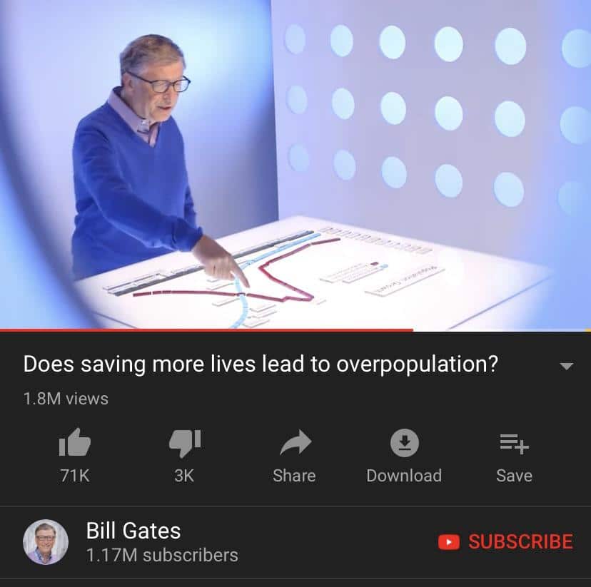 history history-memes history text: Does saving more lives lead to overpopulation? 1.8M views 71K 3K Share Download Bill Gates 1.17M subscribers Save SUBSCRIBE 