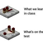 minecraft-memes minecraft text: What we learn in class What