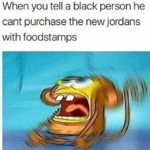 offensive-memes nsfw text: When you tell a black person he cant purchase the new jordans with foodstamps  nsfw