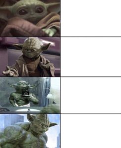 Increasingly strong Yoda Increasingly meme template