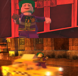 Lego Joker hit by car vs meme template