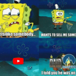spongebob-memes spongebob text: It teeisdike;somebodym WANTS TO SELL ME SOMETHING! Nort!VPN I toldyou ne was on  spongebob
