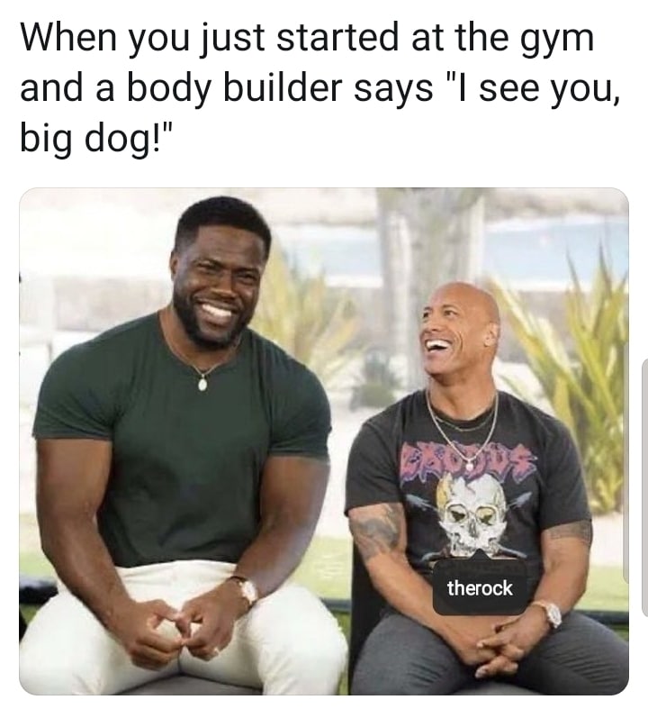 cute wholesome-memes cute text: When you just started at the gym and a body builder says 