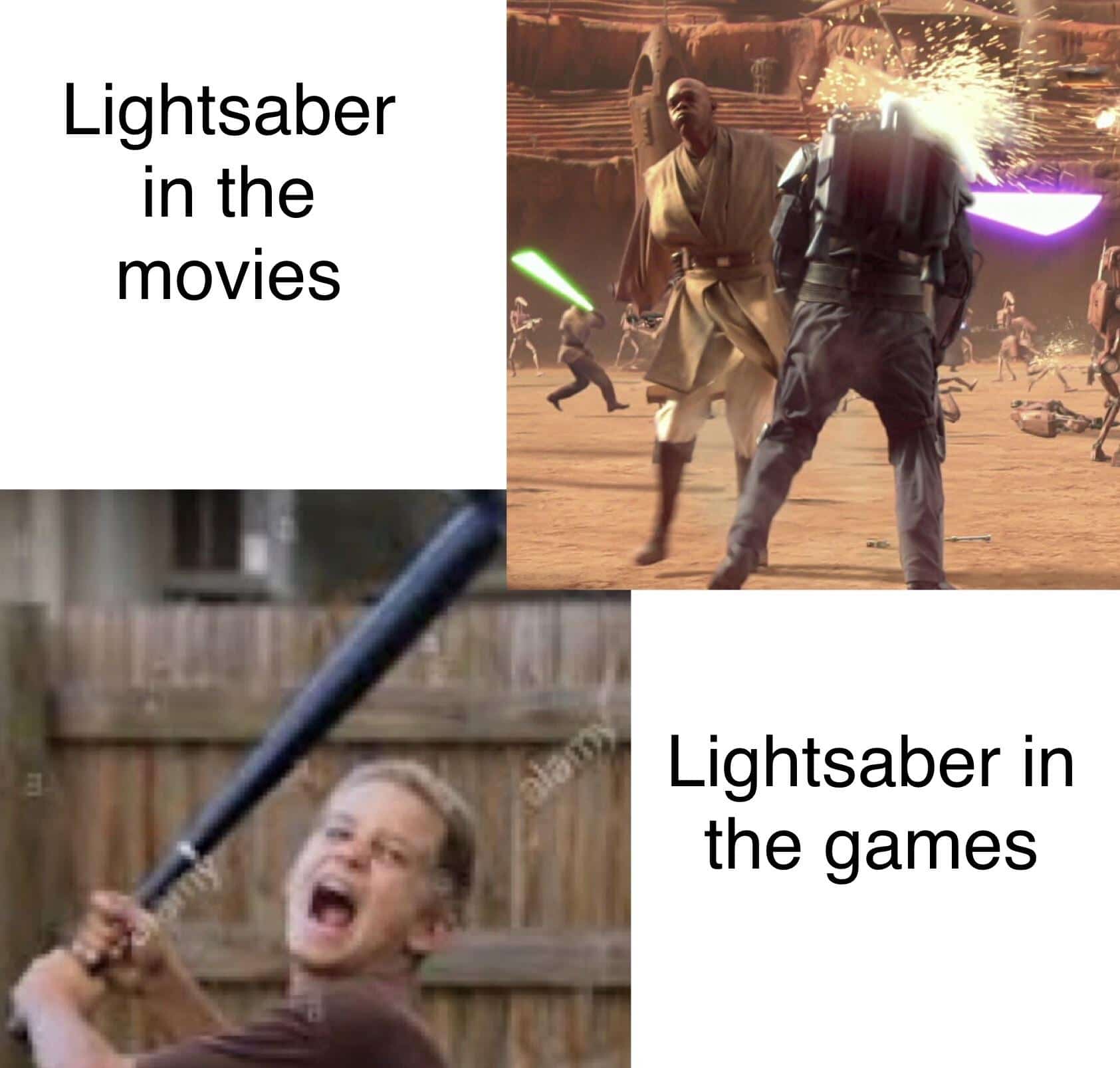 lightsaber star-wars-memes lightsaber text: Lightsaber in the movies Lightsaber in the games 