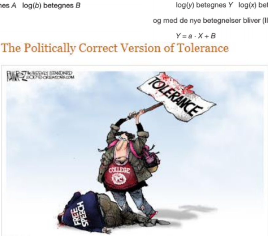 cringe boomer-memes cringe text: les A log(b) betegnes B log(y) betegnes Y log(x) bet og med de nye betegnelser bliver (Il Y=a.X+B The Politically Correct Version of Tolerance 