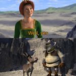 Shrek and Donkey laughing at Fiona Dreamworks meme template