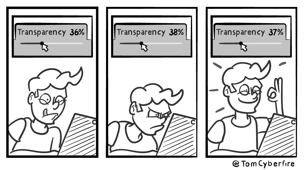 comics comics comics text: Transparency 36% Transparency 38% Transparency 37% @ Tom Cyberf•re 