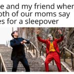 wholesome-memes cute text: Me and my friend when both of our moms say yes for a sleepover  cute