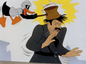 Daffy hitting hitler with mallet Hammer meme template