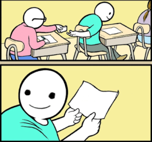 Passing notes comic (happy) Holding Sign search meme template
