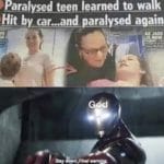 christian-memes christian text: Paralysed teen learned to walk Hit by car...and paralysed again AS JAM vs now awn..Fin•l nrnb  christian