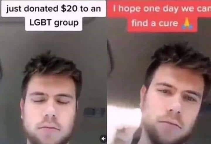 nsfw offensive-memes nsfw text: just donated $20 to an LGBT group find a cure 