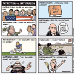 political-memes political text: PATRIOTISM vs. NATIONALISM PATR