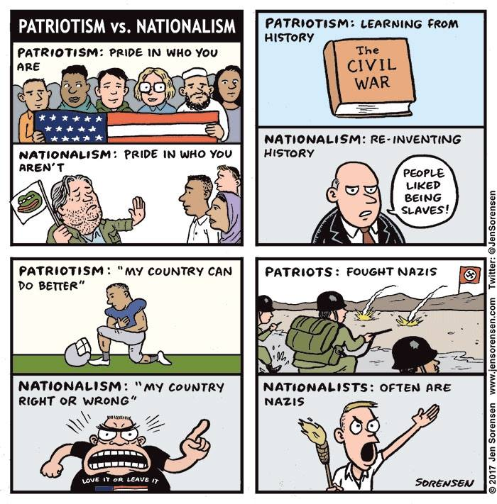 political political-memes political text: PATRIOTISM vs. NATIONALISM PATR'OT'SM: PßlDE IN WHO you ARE NATIONALISM AREN'T PATRIOTISM : DO BETTER