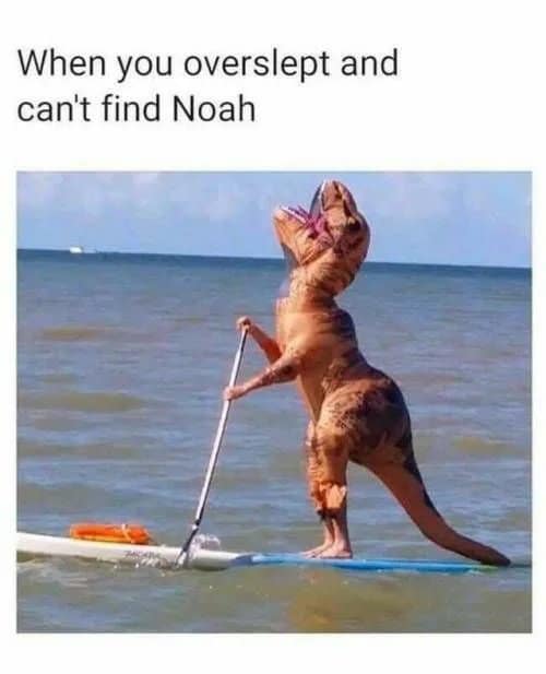 christian christian-memes christian text: When you overslept and can't find Noah 