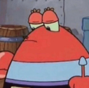 Mr. Krabs as a kid sad, looking down  Spongebob meme template