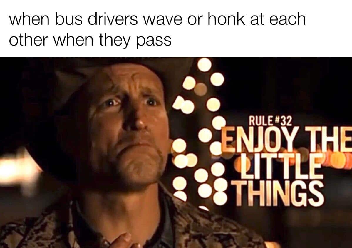 cute wholesome-memes cute text: when bus drivers wave or honk at each other when they pass RULE*32 