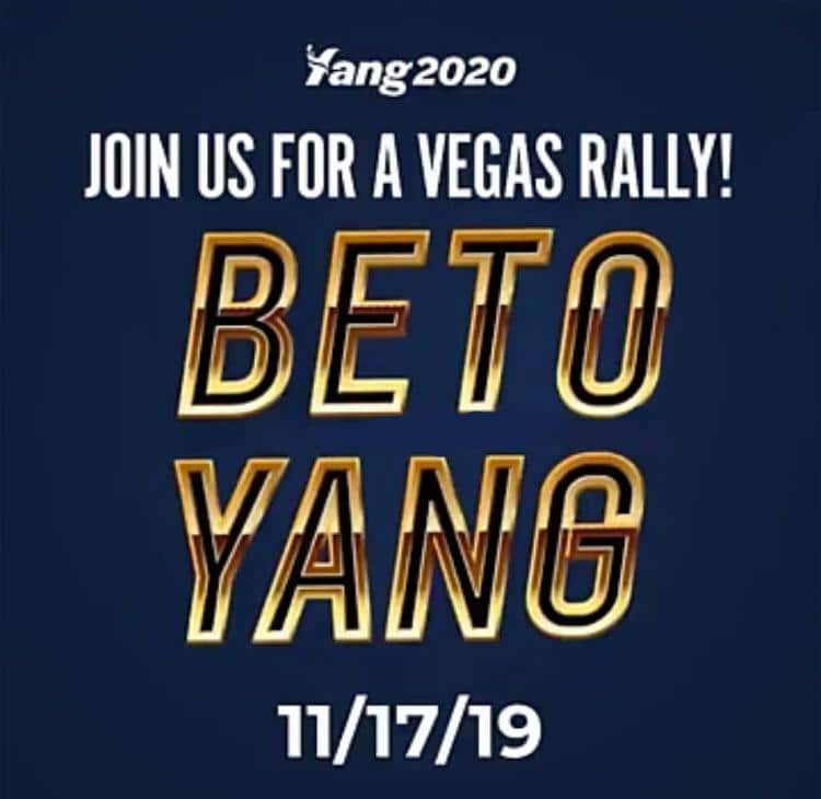 political yang-memes political text: »ang2020 JOIN US FOR A VEGAS RALLY! 11/17/19 