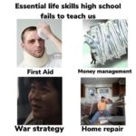 star-wars-memes sequel-memes text: Essential life skills high school fails to teach us getty First Aid War strategy Money management Home repair  sequel-memes