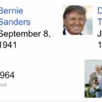 political-memes political text: Bernie Sanders September 8, 1941 1946 - 1964 Baby boomers, Period Donald Trump June 14, 1946  political