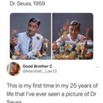 wholesome-memes cute text: Dr. Seuss, 1959 Good Brother C @Marshall_Law13 This is my first time in my 25 years of life that I