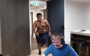 Twomad sneaking up behind Carson Twitch meme template