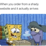 spongebob-memes spongebob text: When you order from a shady website and it actually arrives  spongebob