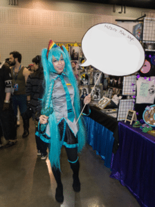 Hatsune Miku says Holding Sign search meme template