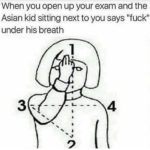 christian-memes christian text: When you open up your exam and the Asian kid sitting next to you says "fuck" under his breath 3 4  christian