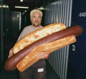 Guy Fieri Giant Hot Dog Giant meme template