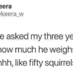 history-memes history text: keera @keera_w today we asked my three year old cousin how much he weighs and he said, "uhhh, like fifty squirrels"  history
