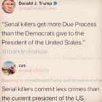 political-memes political text: Donald J. Trump "Serial killers get more Due Process than the Democrats give to the President of the United States." cas Serial killers commit less crimes than the current president of the US  political